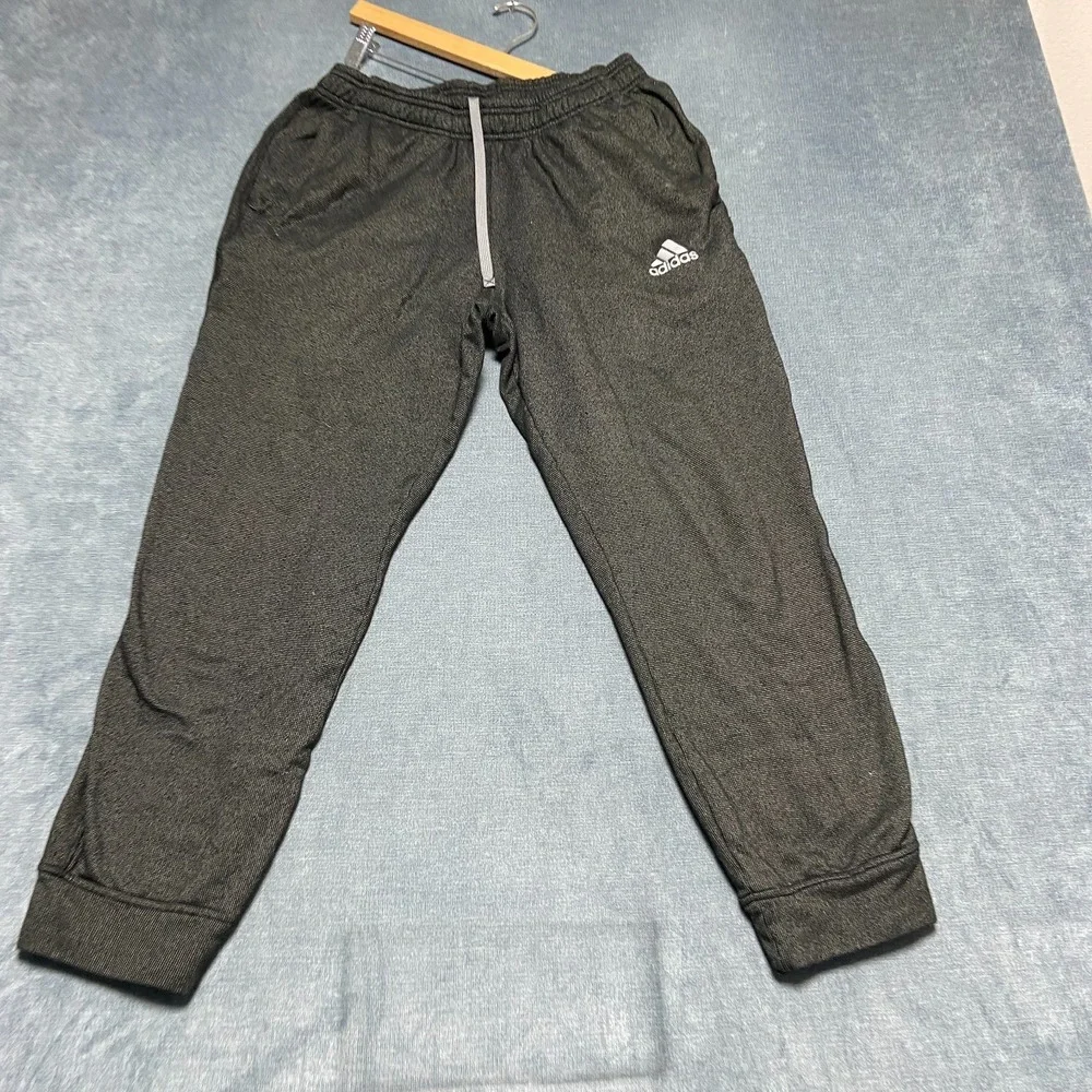 Adidas Climawarm Sweatpants Mens Large Black Logo Drawstring Waist Tapered Leg